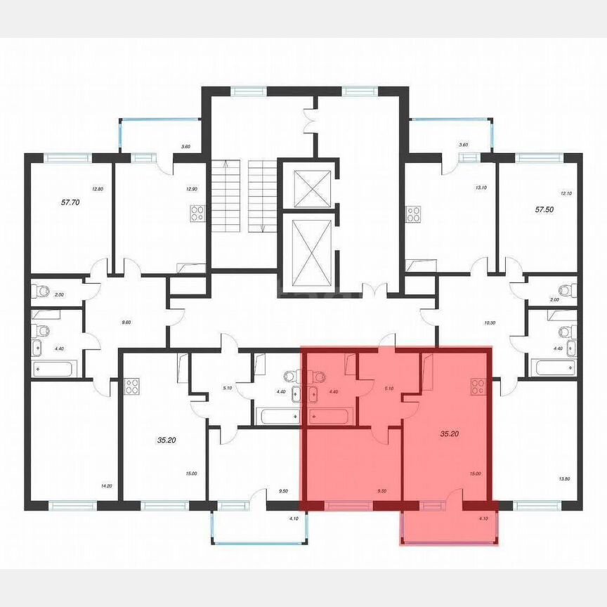 1-к. квартира, 35,2 м², 5/12 эт.