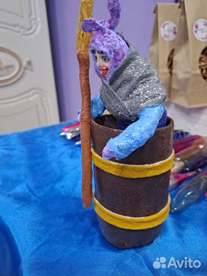 Ватные елочные игрушки.Баба Яга