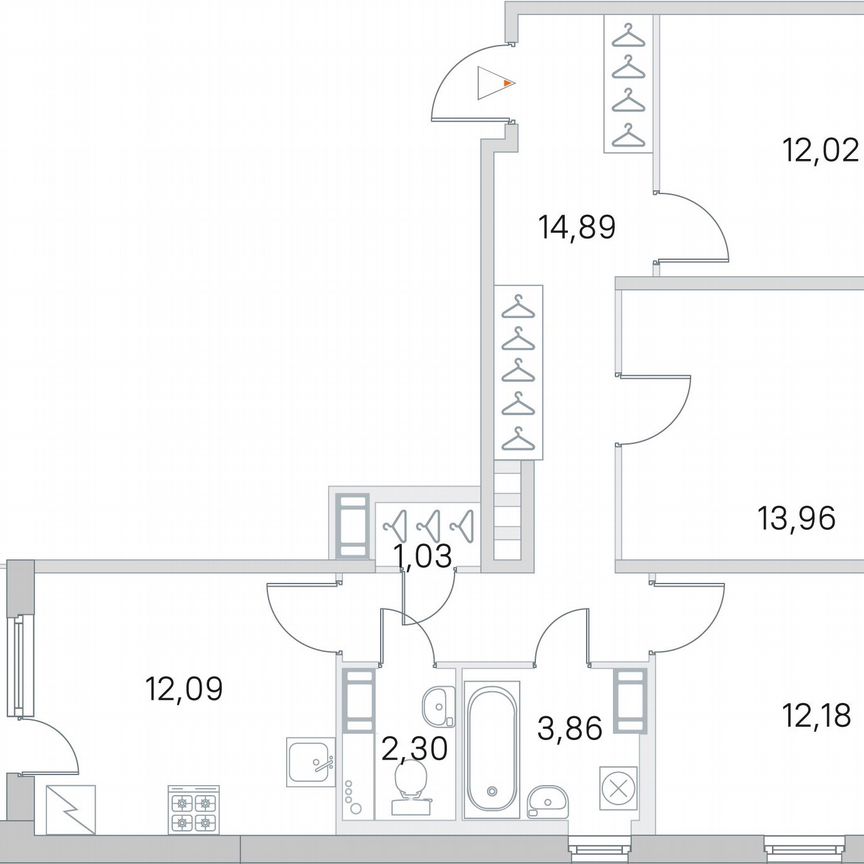 3-к. квартира, 74,6 м², 5/5 эт.