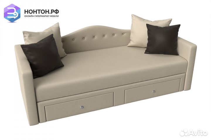 Детский прямой диван Дориан экокожа бежевый / кори