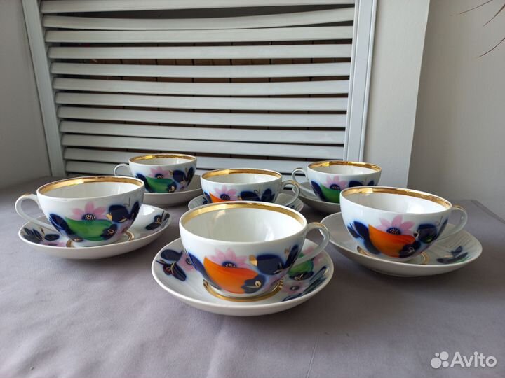 Чайные пары Перцы Фарфор юфз СССР 350 мл