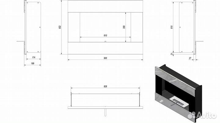 Биокамин kratki bravo черного цвета