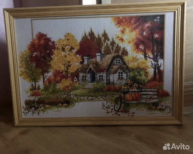 Осень в деревне.Вышивка крестом