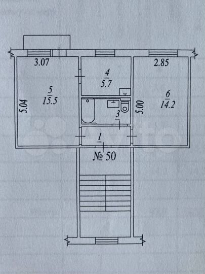 2-к. квартира, 44 м², 2/5 эт.