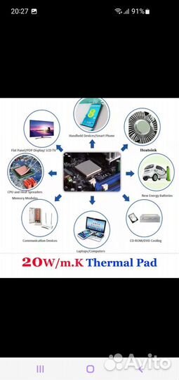 Термопрокладка 20 W/m.K 100x100x1mm