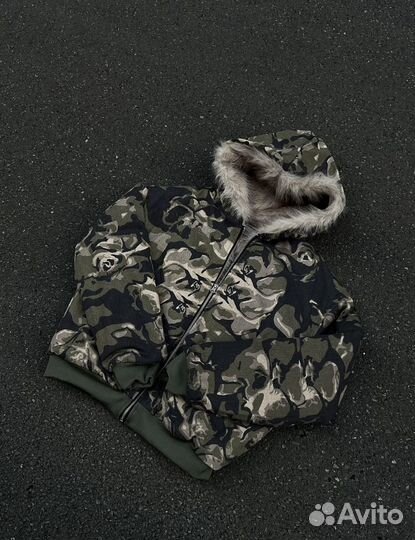 Зип худи Camo vintage с мехом