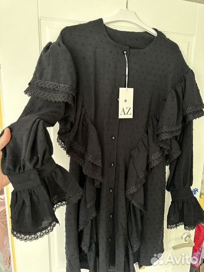 Платье рубашка с рюшами