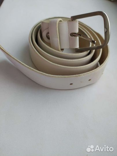 Ремень натур.кожи белый