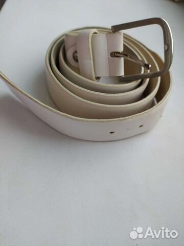 Ремень натур.кожи белый