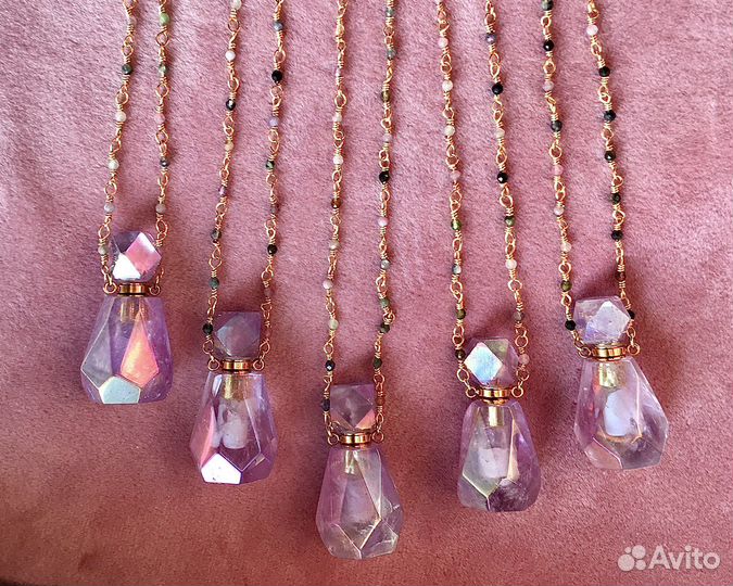 Кулон флакон для духов аметист радужный