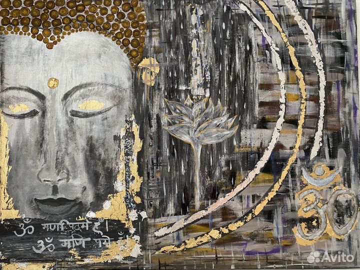 Картина акрил и паталь Будда