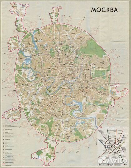 Карта схема города Москва. гугк 1986 г