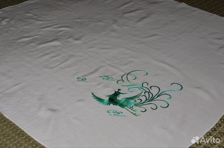 Шелковый платок белый натуральный шелк Жар-птица