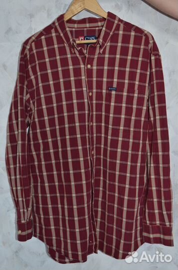 Мужская рубашка в клетку XL 100 хлопок