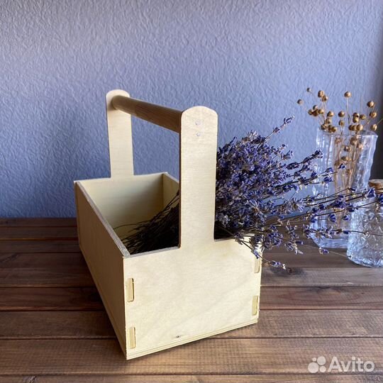 Ящик деревянный / Кашпо с круглой ручкой / Бокс