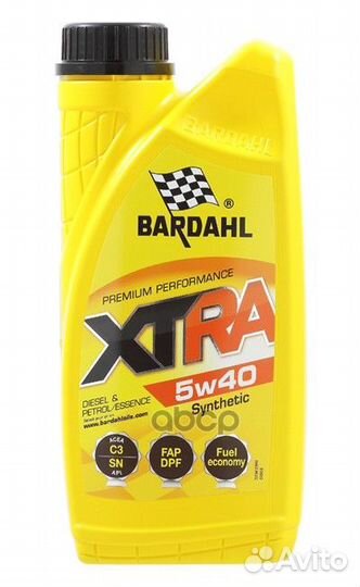 Bardahl xtra 5W40 (1L) масло моторное синтAPI
