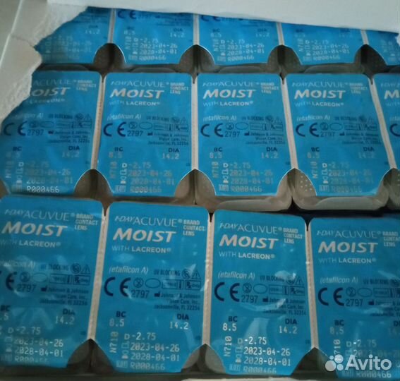 Контактные линзы acuvue moist 1day -2, 5/2, 75