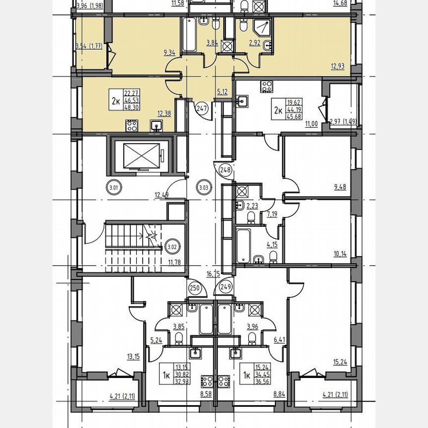 2-к. квартира, 48,3 м², 3/12 эт.