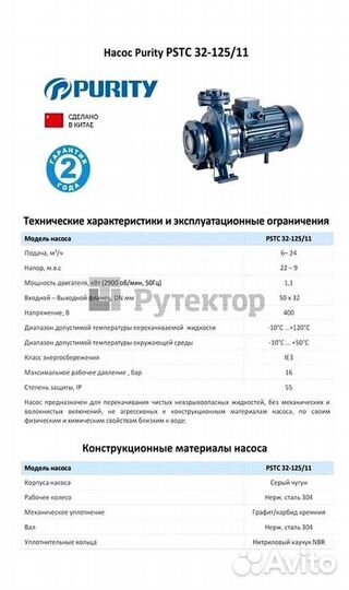 Насосный агрегат моноблочный Purity Pstc 32-125-11