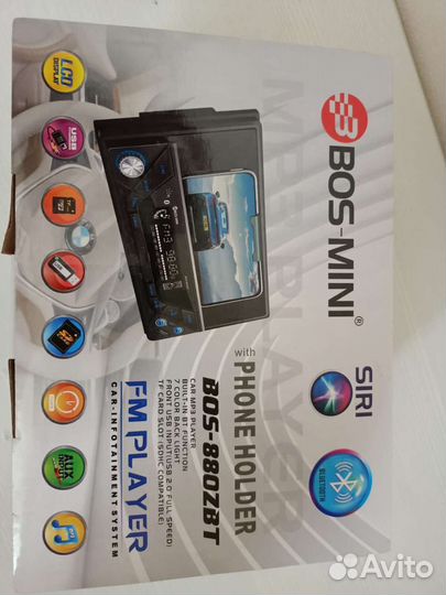 Автомагнитола Bos-Mini BT/Siri с держат. телефона