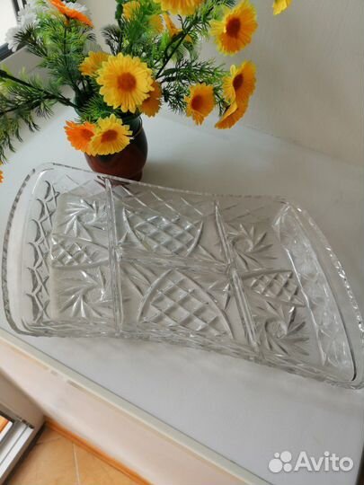 Хрустальная салатница для 4х салатов од