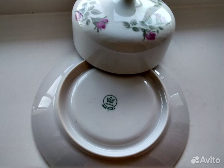 Масленка круглая фарфоровая с крышкой Made in GDR