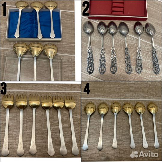 Ложки салатные золочение чайные ложки Таллин СССР