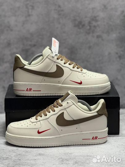 Кроссовки Nike Air Force 1 White Brown (Арт.36218)