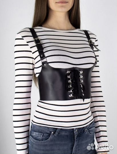 Портупея кожаная-корсетный пояс на шнуровке 44-48