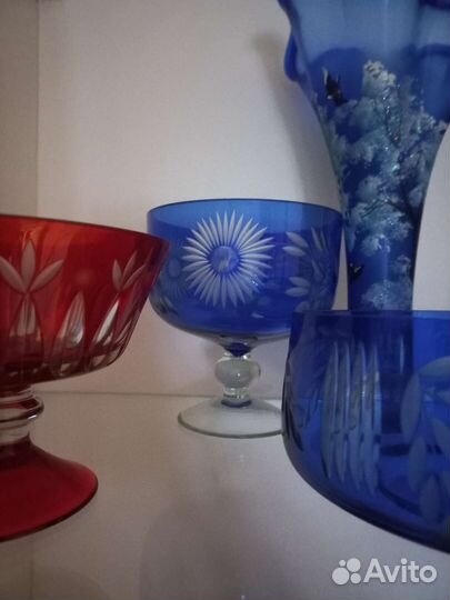 Конфетница цветное стекло СССР