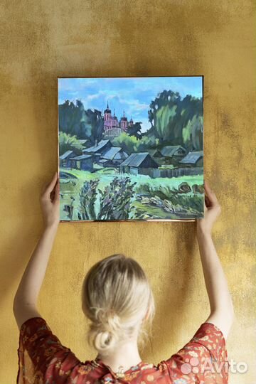 Картина маслом Деревенский пейзаж холст