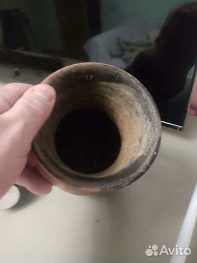 Кринка синяя глина старинная