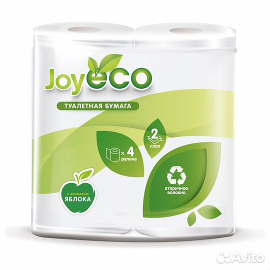 Туалетная бумага JOY ECO mini, 2сл, 4рул, белая