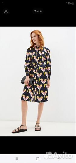Платье рубашка с попугаями вискоза