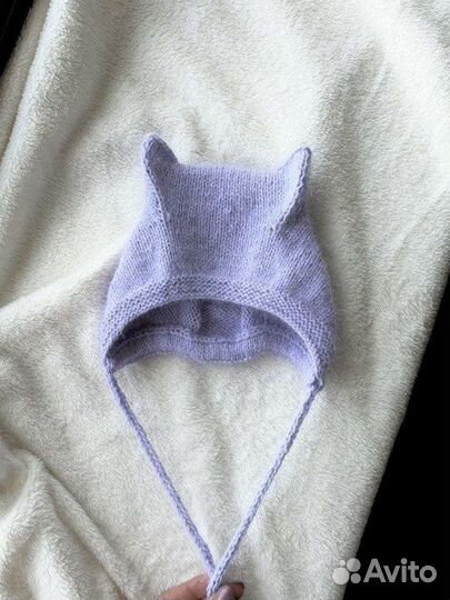 Чепчик Котенок вязаный детский