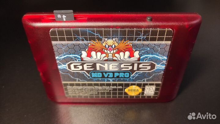 Флеш картридж (красный) sega MD V3 PRO 4Gb classic