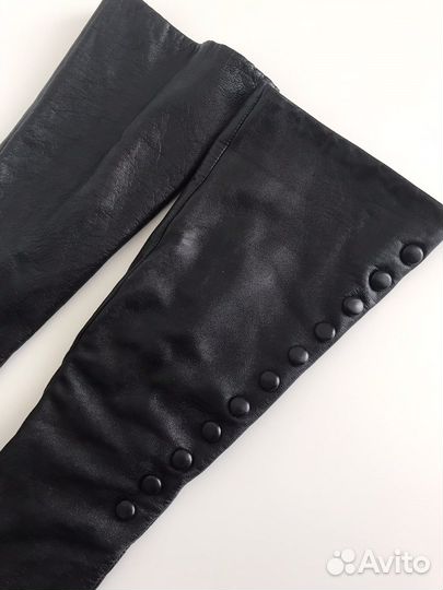 Высокие кожанные перчатки женские