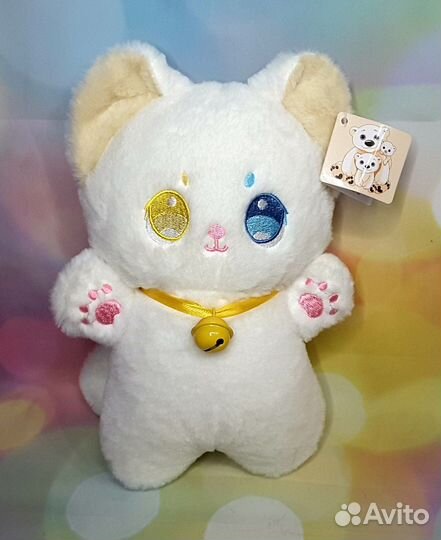 Мягкая игрушка Котик аниме с колокольчиком