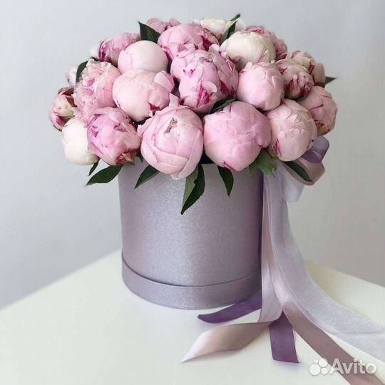 Пионы в коробке 101,51,25,15 Цветы, Доставка