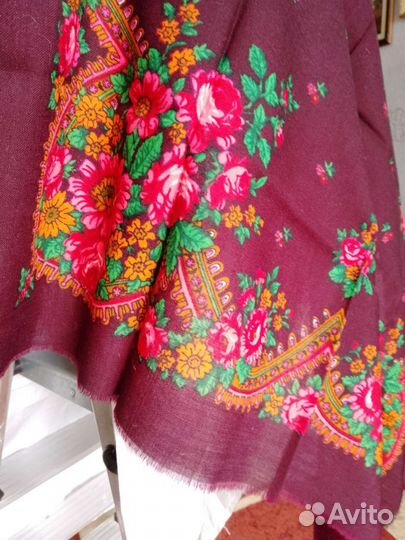 Платок Павлово Посад, шерсть, новый