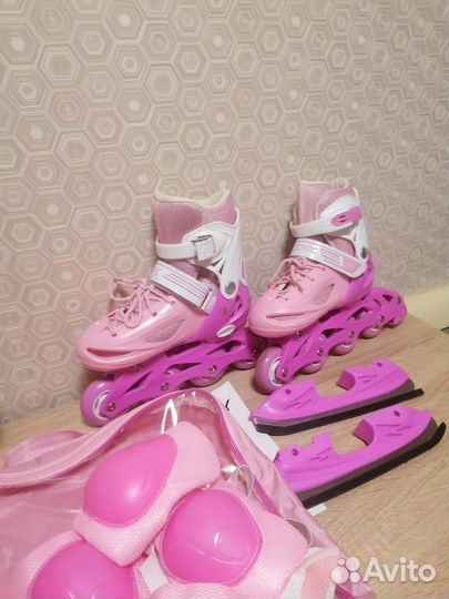 Коньки 2в1 роликовые/ледовые 31-34р