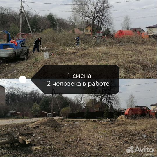 Измельчитель веток + 3 человека