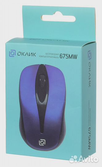 Мышь Оклик 675MW черный/синий оптическая 1200dpi беспров. USB для ноутбука 3but (1025918)