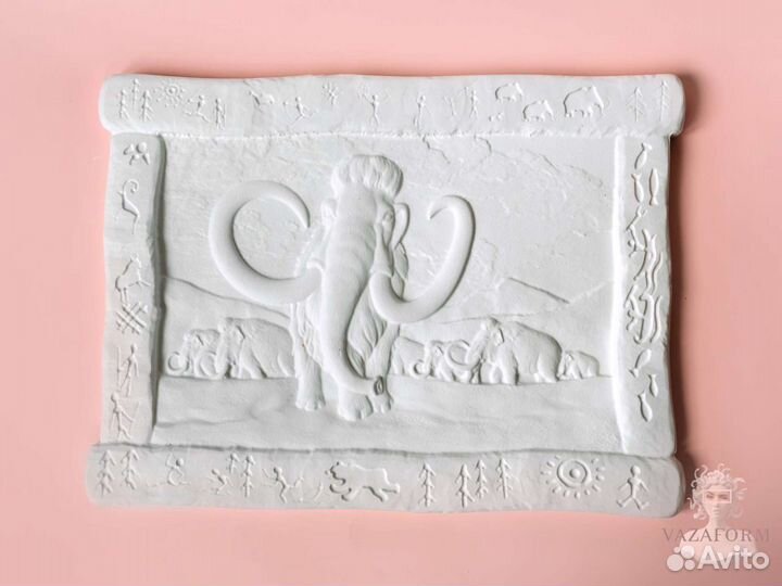 Силиконовая фoрма молд панно барельеф Мамонты