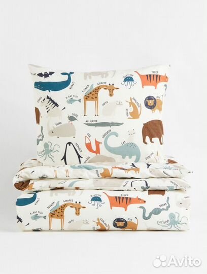 Детское постельное белье hm home 150*200 животные