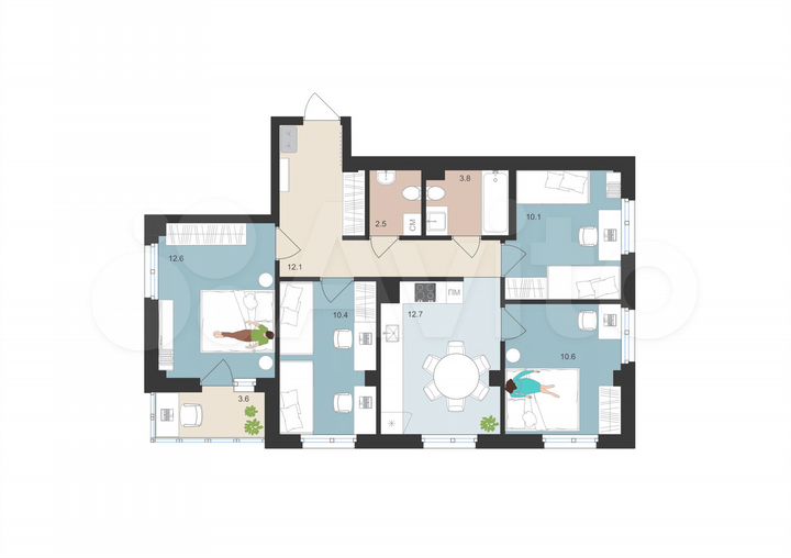 4-к. квартира, 76,6 м², 2/16 эт.