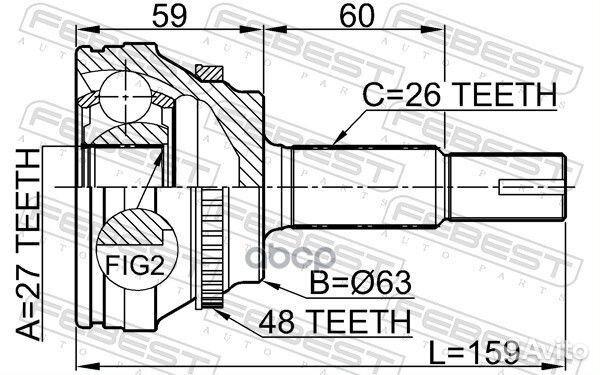 ШРУС наружный 27X63.3X26 toyota camry 06- 0110A