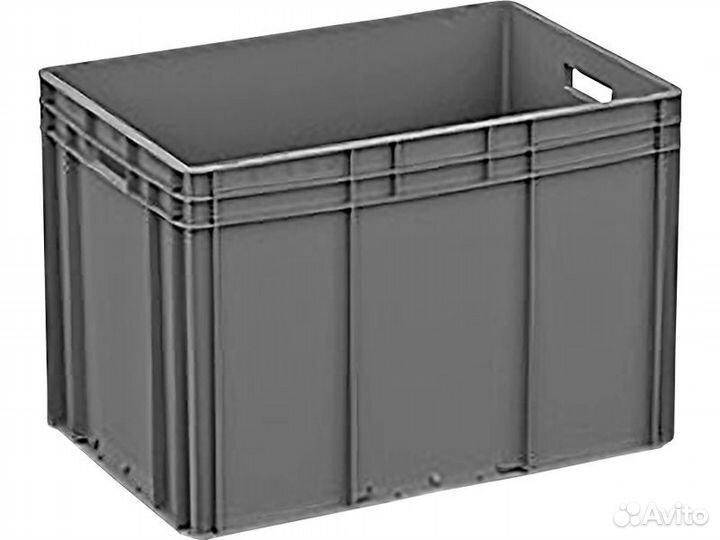 Ящик п/п 600х400х420 сплошной серый, гладкое дно
