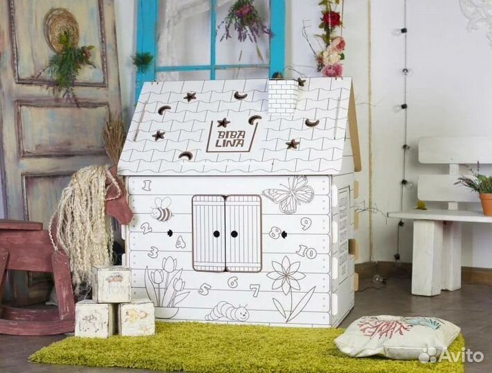 Игровой картонный домик-раскраска Бибалина