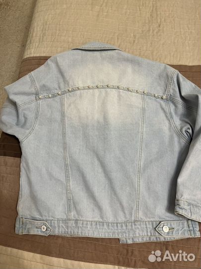 Джинсовая куртка женская голубая 48 размер
